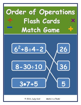 Preview of Order of Operations Flash Cards Match Game