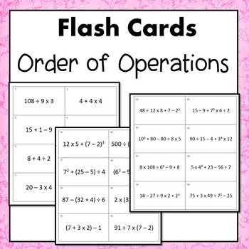 Preview of Order of Operations Flash Cards or Task Cards