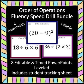 Preview of Editable Order of Operations Fluency 8 PowerPoints