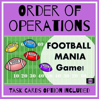 Preview of Order of Operations  – Football Mania Game with Task Cards Option