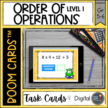 Preview of Order of Operations Four Operations Boom Cards™ Digital Task Cards