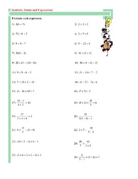 Order of Operations - Fractions - Substitution - Expressions by Natalie