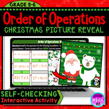 Preview of Order of Operations Fun Christmas Holiday Mystery Art Reveal Activity