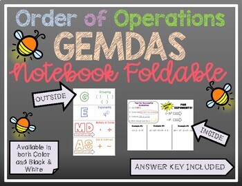 Preview of Order of Operations GEMDAS Notebook Foldable