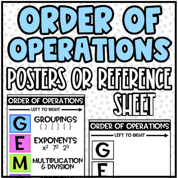 Preview of Order of Operations (GEMS) - Classroom Posters or Reference Sheet