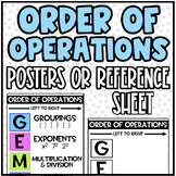 Order of Operations (GEMS) - Classroom Posters or Reference Sheet