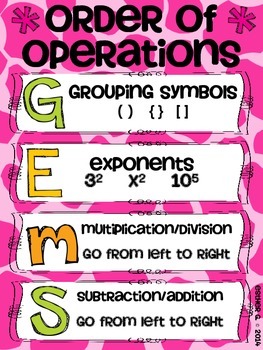 Order of Operations GEMS Poster FREEBIE