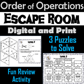 Preview of Order of Operations Activity: Escape Room Math Breakout Game (PEMDAS Practice)