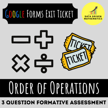 Preview of FREE PRODUCT - Order of Operations - Google Forms™ Exit Ticket Assessment