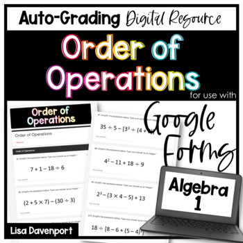 Preview of Order of Operations Google Forms Homework