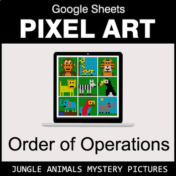Preview of Order of Operations - Google Sheets Pixel Art - Jungle Animals