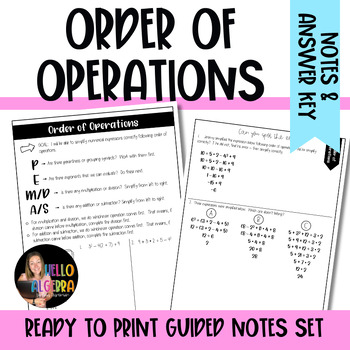 Preview of Order of Operations Guided Notes