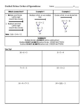 Order of Operations Guided Notes by I Got You Math | TPT