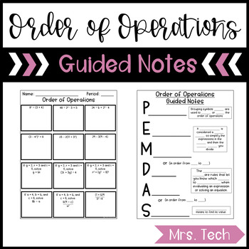 Preview of Order of Operations Guided Notes
