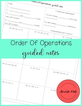 Preview of Order of Operations Guided Notes