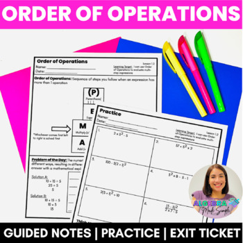 Preview of Order of Operations Guided Notes Scaffolded Practice Exit Ticket Error Analysis
