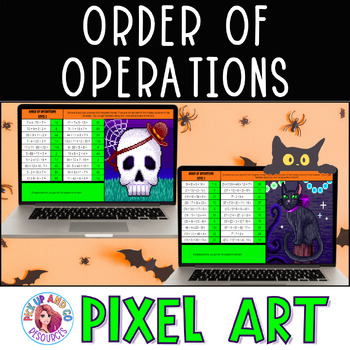 Preview of Order of Operations Halloween Math Pixel Art for Google Sheets