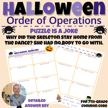 Preview of Order of Operations Halloween Puzzle Review