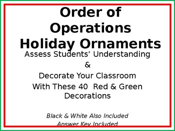 Preview of Order of Operations Holiday Ornaments