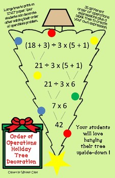 Preview of Order of Operations Holiday Tree Craft