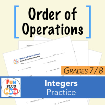 Preview of Order of Operations - Integers Practice - Grade 7-8 (Editable)