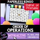Order of Operations Interactive Digital Bingo Game - Dista