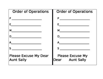 Preview of Order of Operations Interactive Journal Page