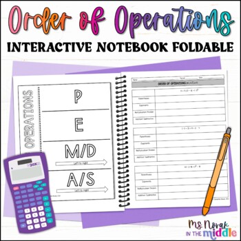 Preview of Order of Operations Interactive Notebook Foldable and Practice Worksheet