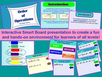 Preview of Order of Operations Interactive SMARTboard and Foldable