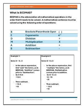 Preview of Order of Operations Level 1- Intro to Basic Operations - Grade 3 and 4