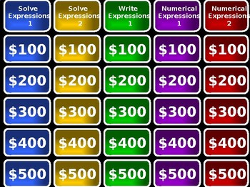 Preview of Order of Operations Jeopardy (OA 1.1/OA 1.2)