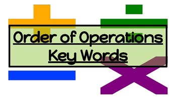 Preview of Order of Operations (Key Words) Posters/ Anchor Charts