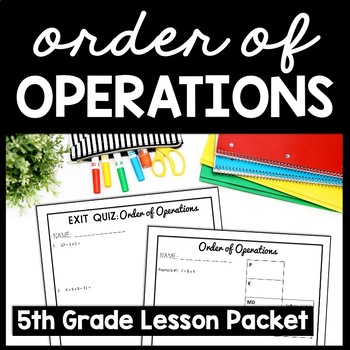 Preview of Order of Operations Worksheets No Exponents, Guided Notes Practice Quiz Activity