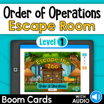 Preview of Order of Operations Level 1 Escape Room Boom Cards