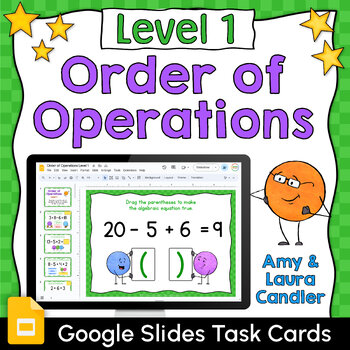 Preview of Order of Operations Level 1 - Google Slides Task Cards