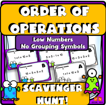 Preview of Order of Operations Low Numbers No Symbols Self-Checking-Scavenger  ACTIVITY!