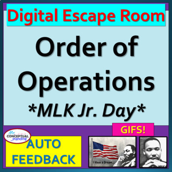 Preview of Order of Operations | MLK - Black History Month Math Escape Room Activity