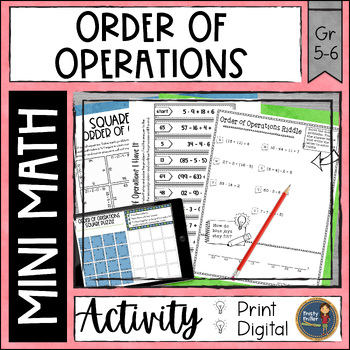 Preview of Order of Operations Math Activities Puzzles & Riddle - No Prep - Print & Digital