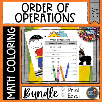 Preview of Order of Operations Math Color by Number Bundle - No Prep