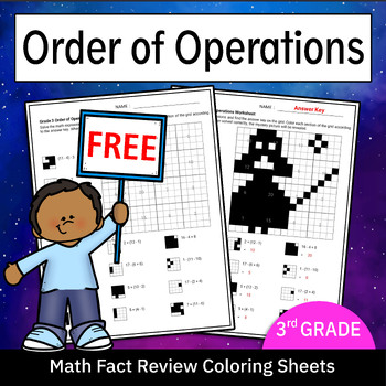 Preview of Order of Operations / Math Fact Review Coloring Worksheet - Free