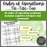 Order of Operations Math Game Tic-Tac-Toe with Negative Integers and Exponents