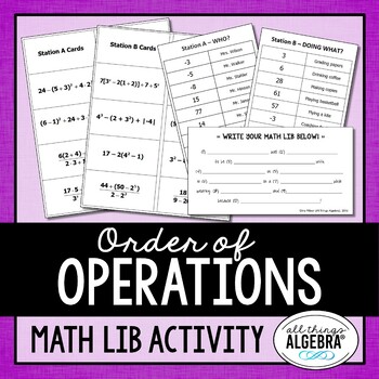 Preview of Order of Operations | Math Lib Activity