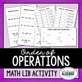 Order of Operations | Math Lib Activity