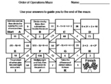 Order of Operations Maze PEMDAS Practice
