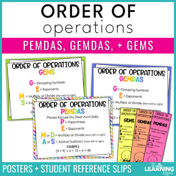 Preview of Order of Operations Math Posters | PEMDAS GEMDAS GEMS Anchor Charts