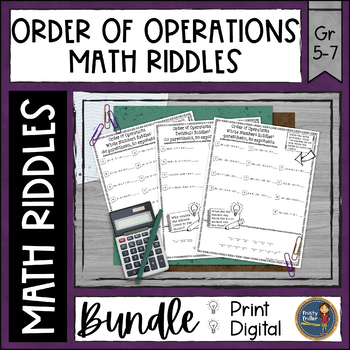 Preview of Order of Operations Math Riddles Worksheets Bundle - No Prep - Print & Digital