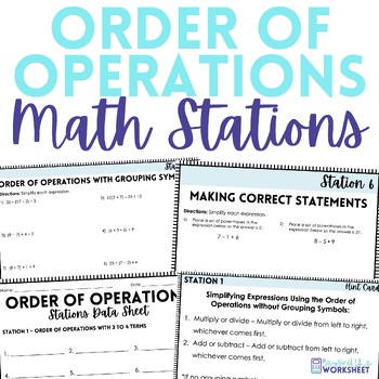 Preview of Order of Operations Middle School Math Stations | Math Centers