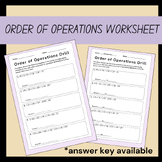 Order of Operations Math Worksheet for 7th Grade