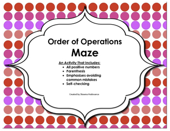 Preview of Order of Operations Maze