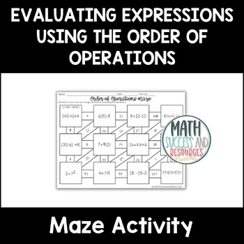 Preview of Evaluating Expressions Using the Order of Operations Maze Activity